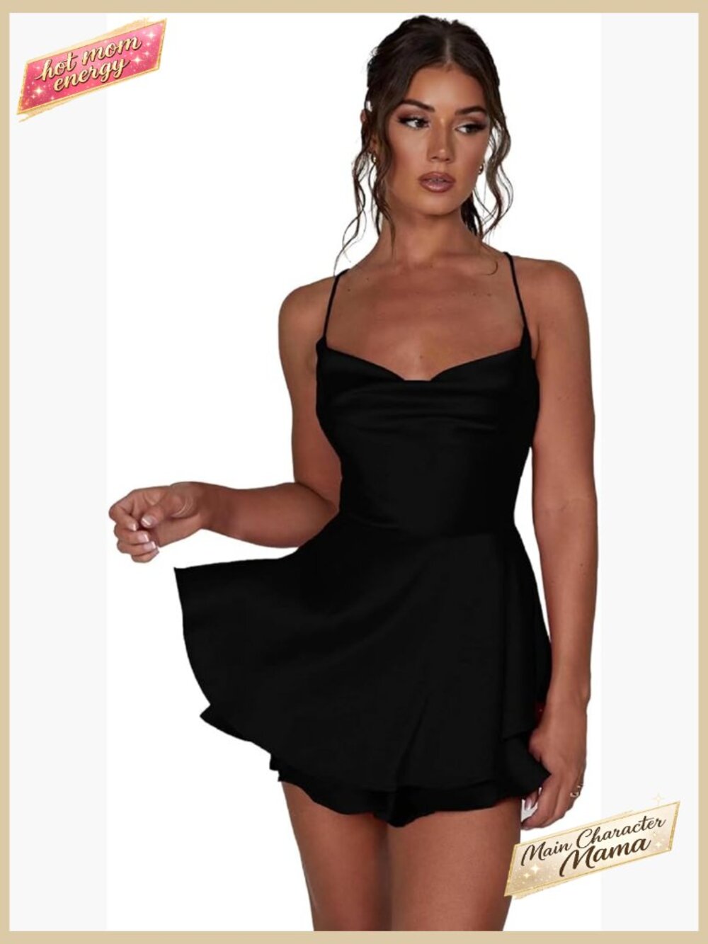 Spaghetti Strap Mini Bodycon Dress Backless Party Romper Satin Jumpsuit